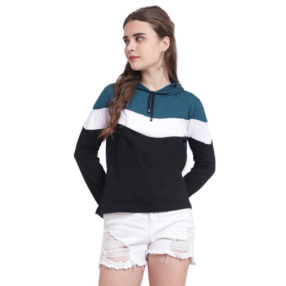 ✨ Style Meets Comfort – Women’s Colorblock Hoodie Cotton T-Shirt