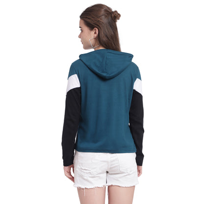 ✨ Style Meets Comfort – Women’s Colorblock Hoodie Cotton T-Shirt