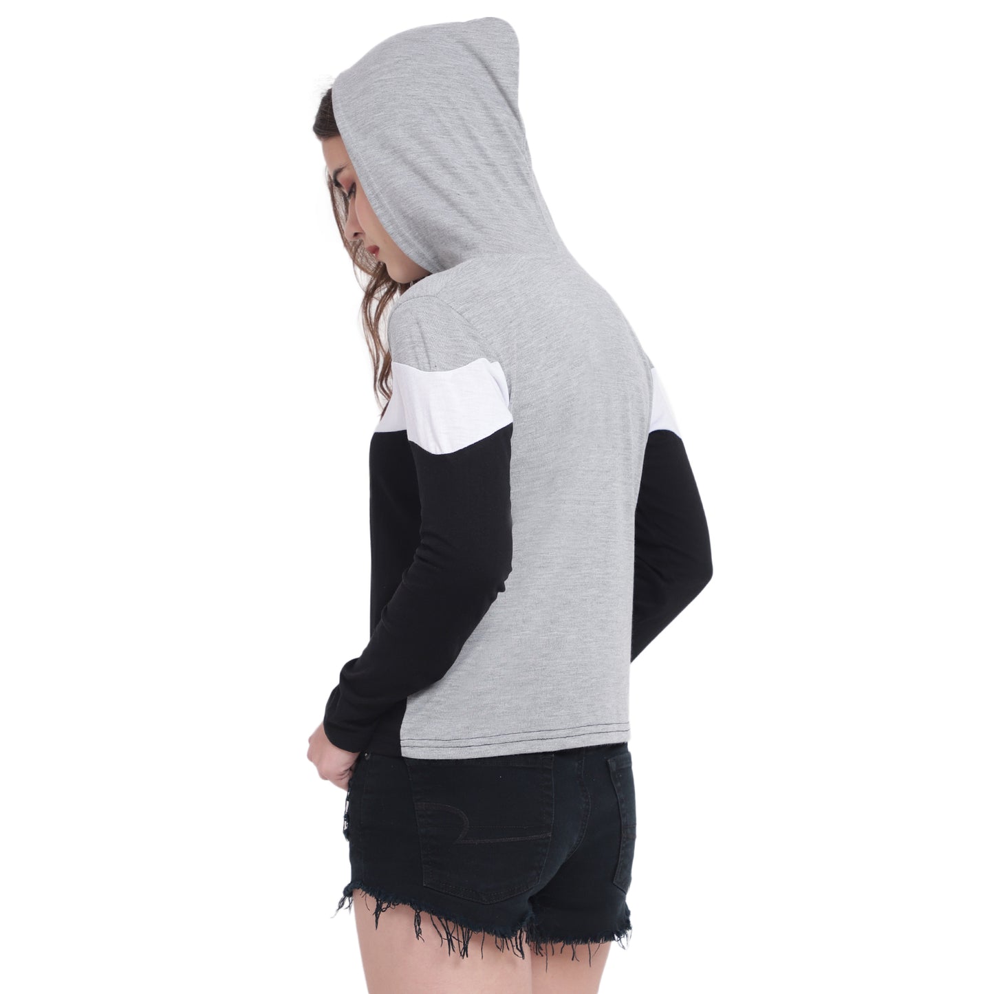 Trendy Meets Timeless – Women’s Colorblock Cotton Hoodie T-Shirt