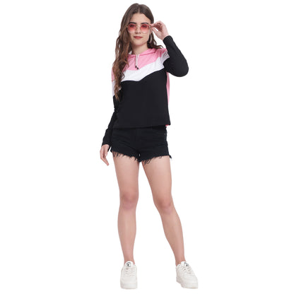 💖 Women’s Colorblock Cotton Hoodie T-Shirt – Bold Looks, Soft Comfort