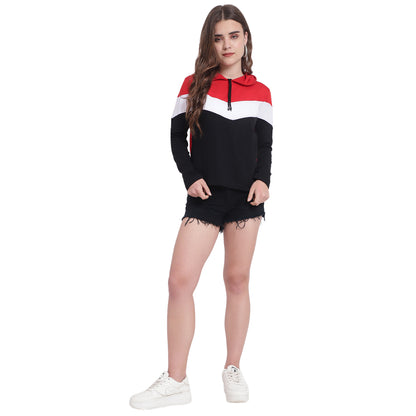 🔥 Be Bold, Be You – Women’s Colorblock Cotton Hoodie T-Shirt