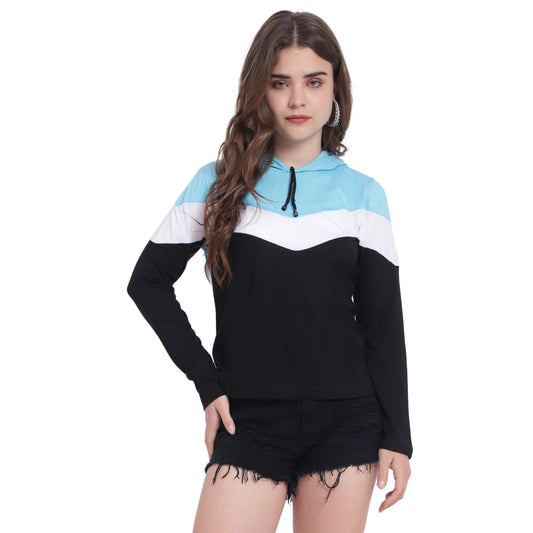 💙 Women’s Colorblock Cotton Hoodie T-Shirt – Feel Confident, Look Effortless