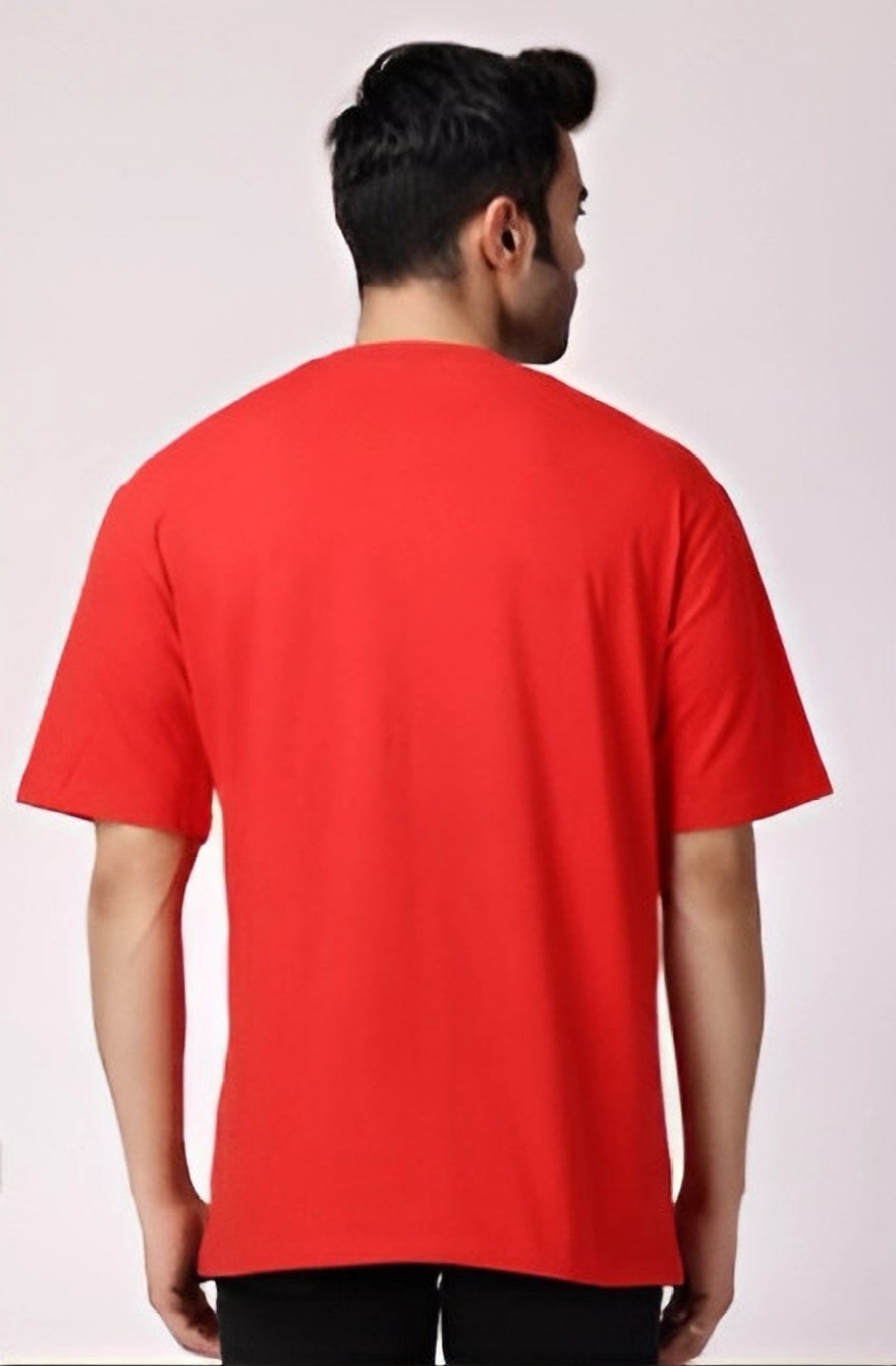 Men's Red Oversized T-Shirt | 3/4 Quarter Sleeves Cotton Tee