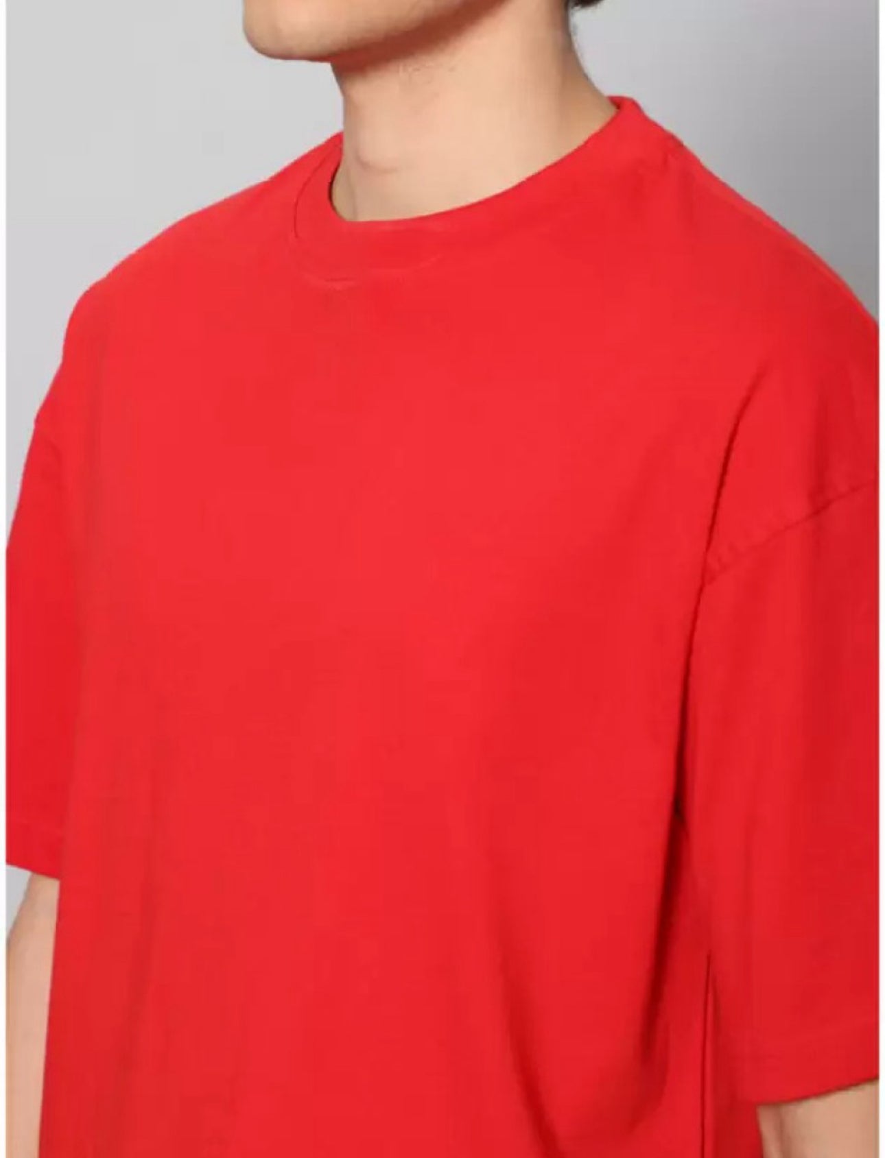 Men's Red Oversized T-Shirt | 3/4 Quarter Sleeves Cotton Tee