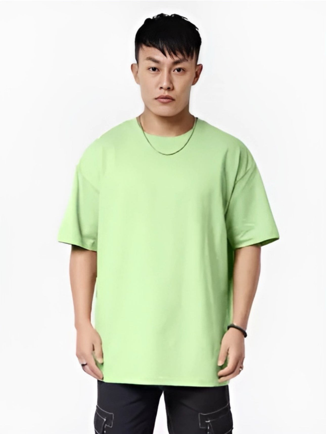 Oversized Baggy Fit Drop Shoulder Half Sleeves Round Neck Solid Cotton Blend T-Shirt for Men and Boys