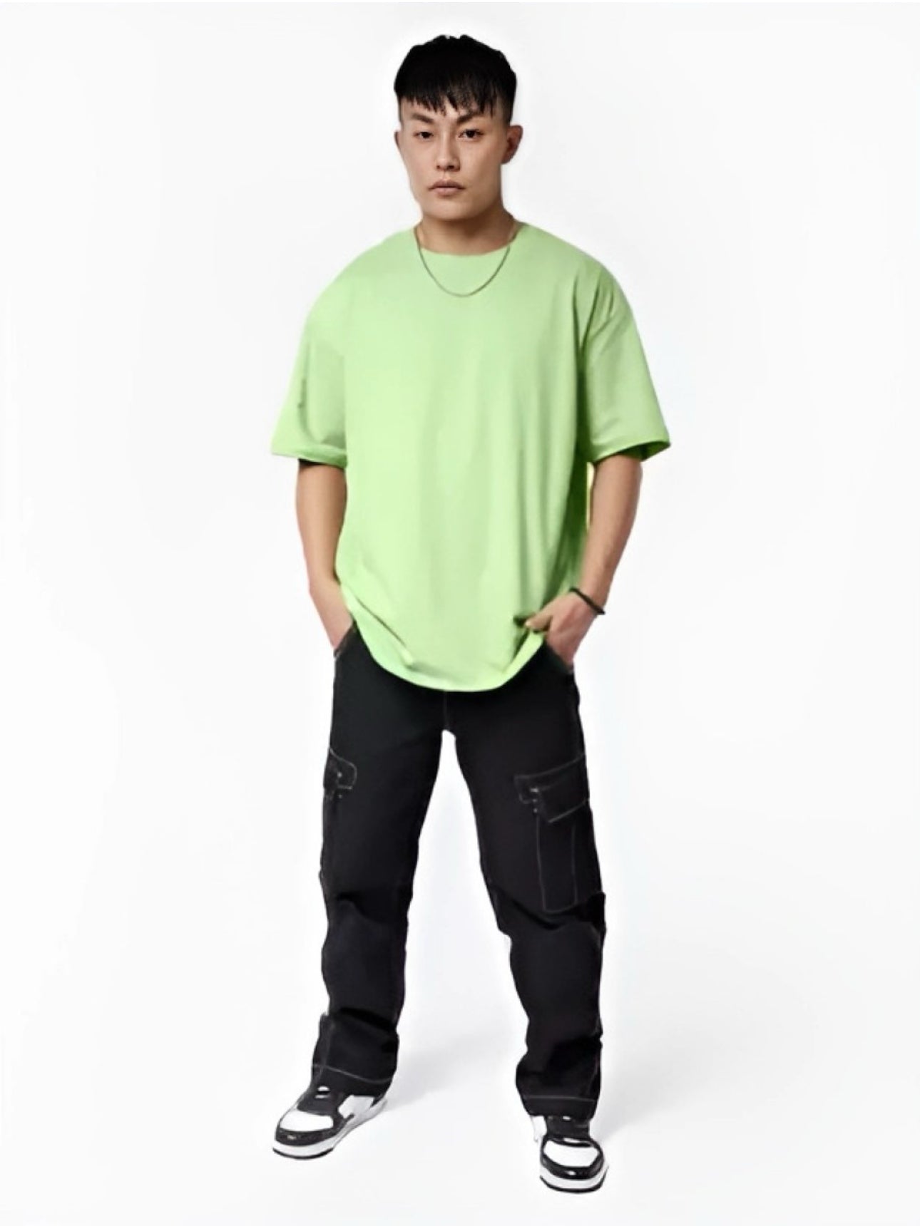 Men's Sea Green Oversized T-Shirt | 3/4 Quarter Sleeves Cotton Tee