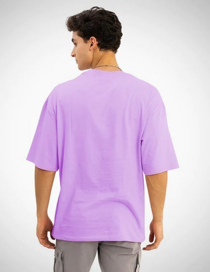 Men's Lavender Oversized 3/4 Quarter Sleeves Cotton T-Shirt