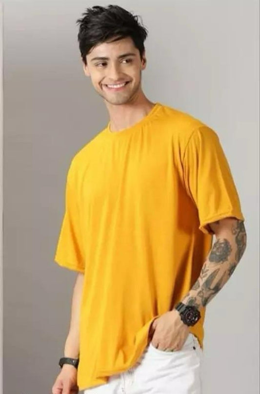 Men's Mustard Oversized T-Shirt | 3/4 Quarter Sleeves Cotton Tee