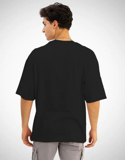 Oversized Baggy Fit Drop Shoulder Half Sleeves Round Neck Solid Cotton Blend T-Shirt for Men and Boys