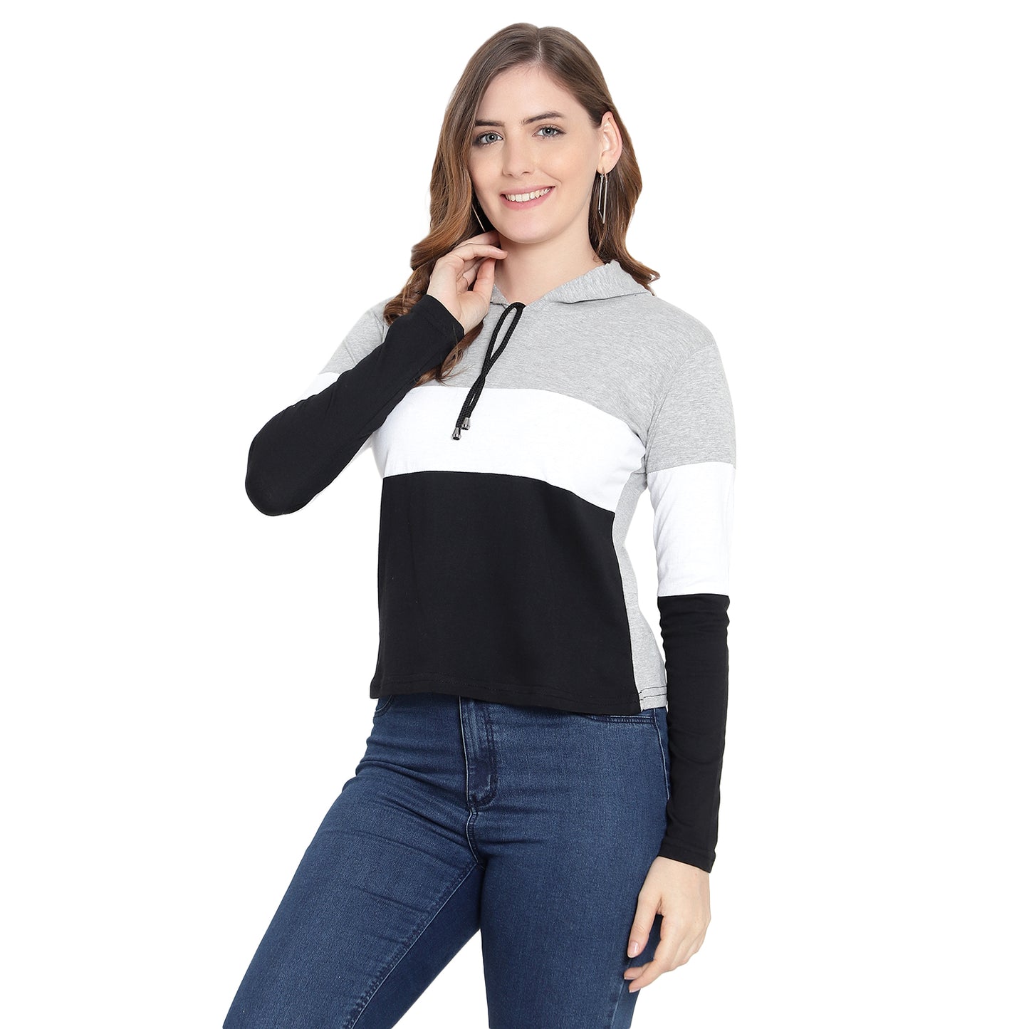 Women's Full Sleeves Hoodie T-Shirt – Round Neck Casual Wear