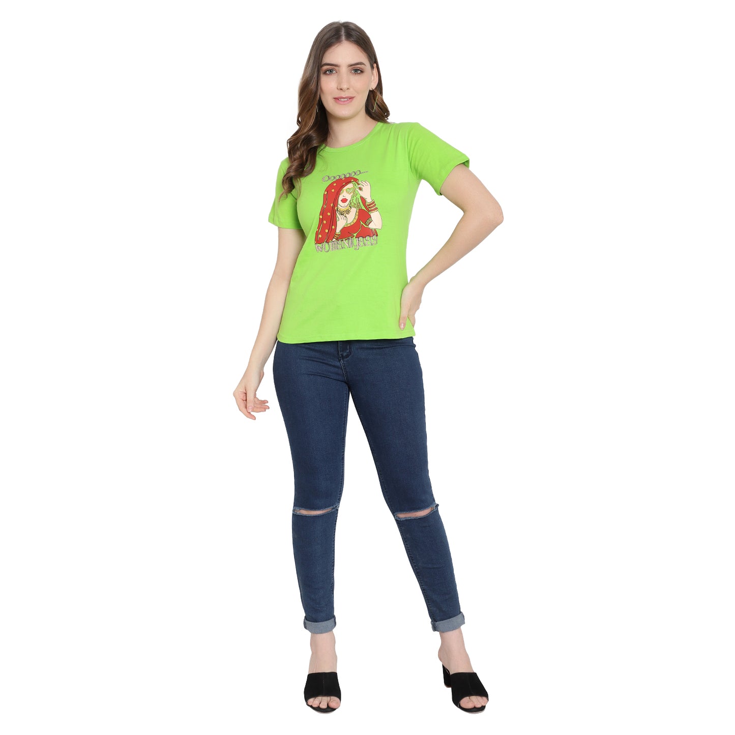 Women's Half-Sleeve Printed T-Shirt – Cotton Casual Tee