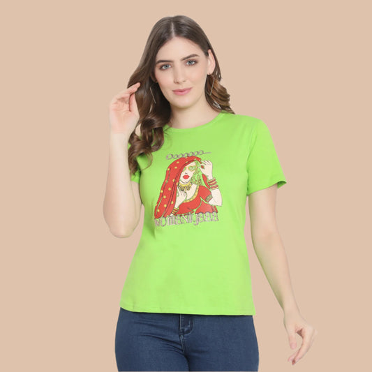 Women's Half-Sleeve Printed T-Shirt – Cotton Casual Tee