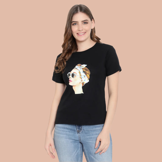 Women's Half-Sleeve Printed T-Shirt – Cotton Casual Tee