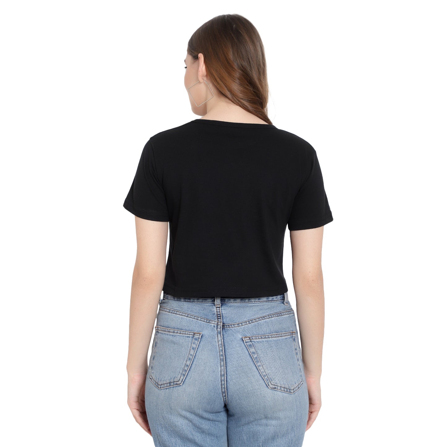 Women's Black Crop Top | Pure Cotton T-Shirt | Stylish & Comfortable Short Tee