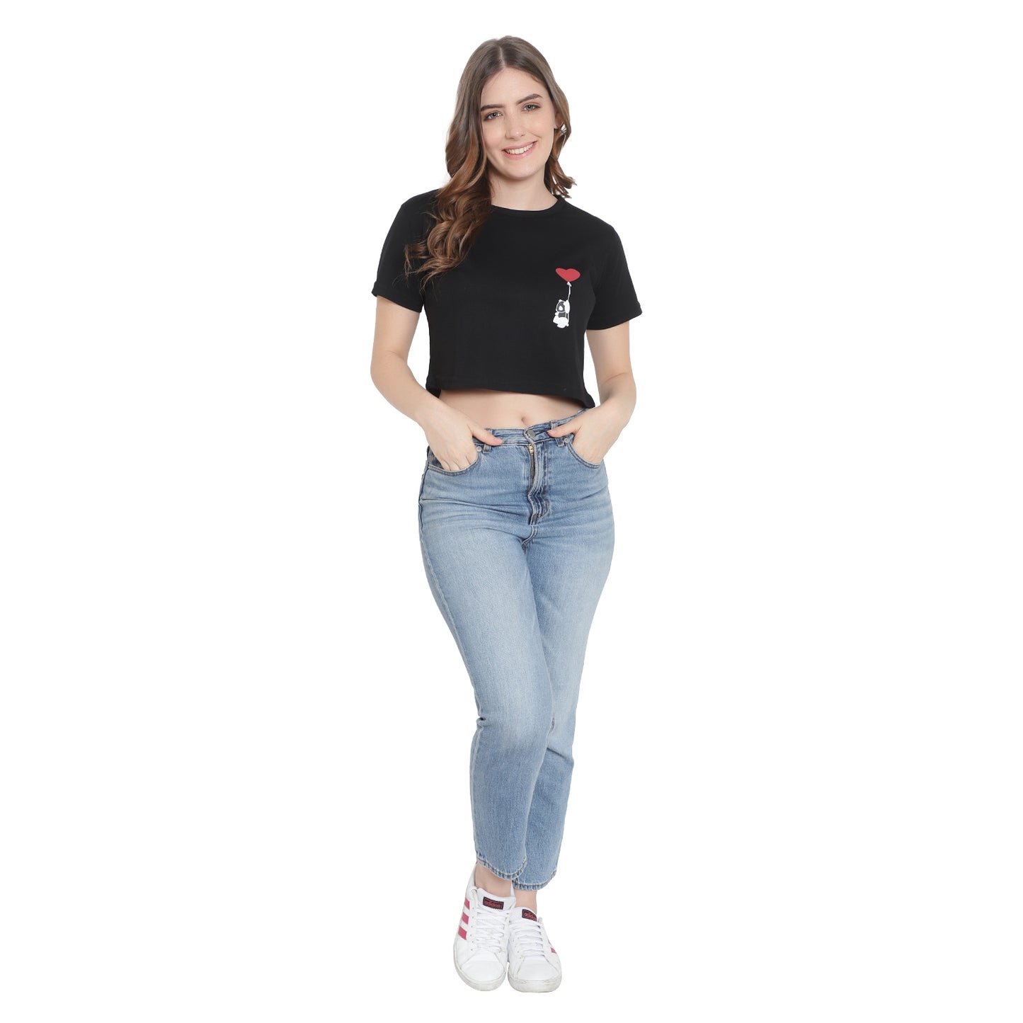 Women's Black Crop Top | Pure Cotton T-Shirt | Stylish & Comfortable Short Tee