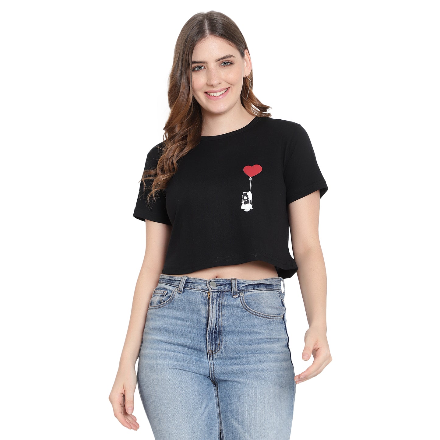 Women's Black Crop Top | Pure Cotton T-Shirt | Stylish & Comfortable Short Tee