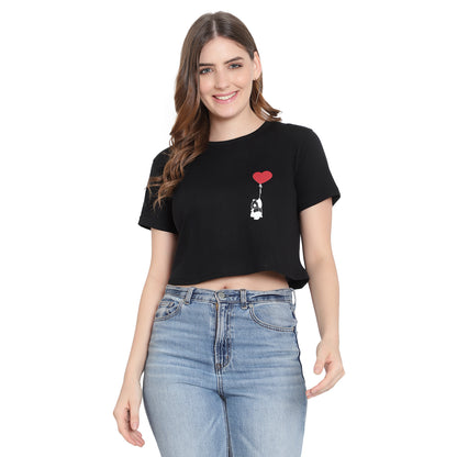 Women's Black Crop Top | Pure Cotton T-Shirt | Stylish & Comfortable Short Tee