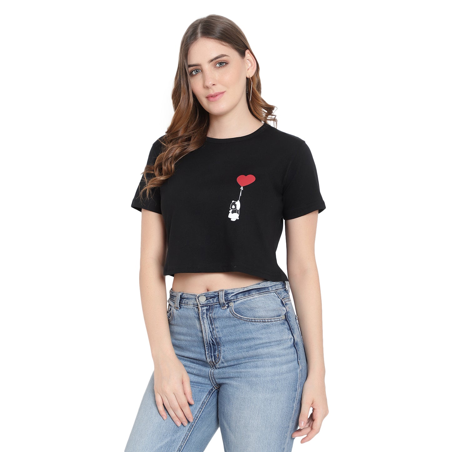 Women's Black Crop Top | Pure Cotton T-Shirt | Stylish & Comfortable Short Tee