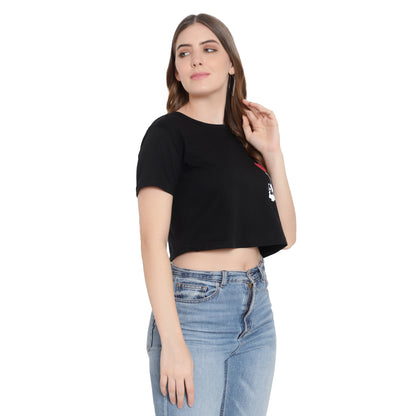 Women's Black Crop Top | Pure Cotton T-Shirt | Stylish & Comfortable Short Tee