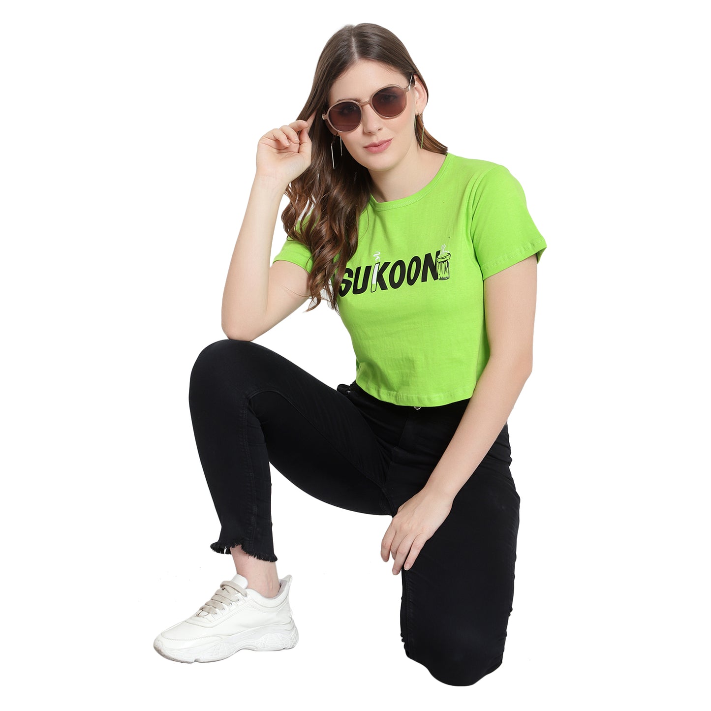 Women's Neon Crop Top – Half Sleeves Cotton T-Shirt