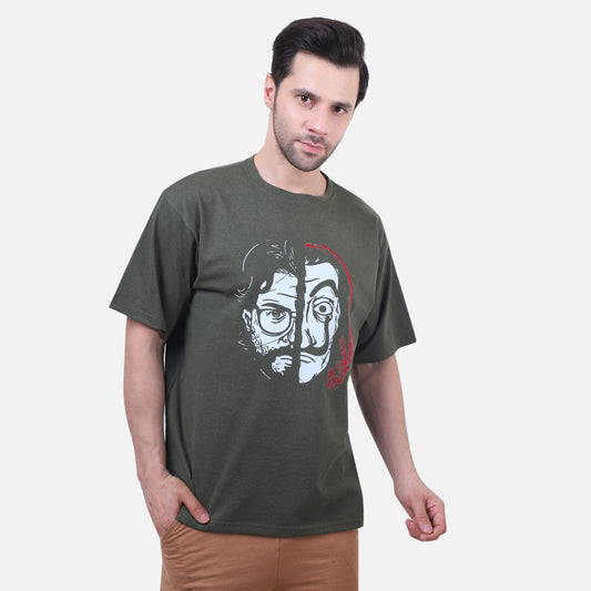 Money Heist Graphic Half Face Printed T-Shirt