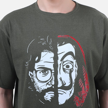 Money Heist Graphic Half Face Printed T-Shirt