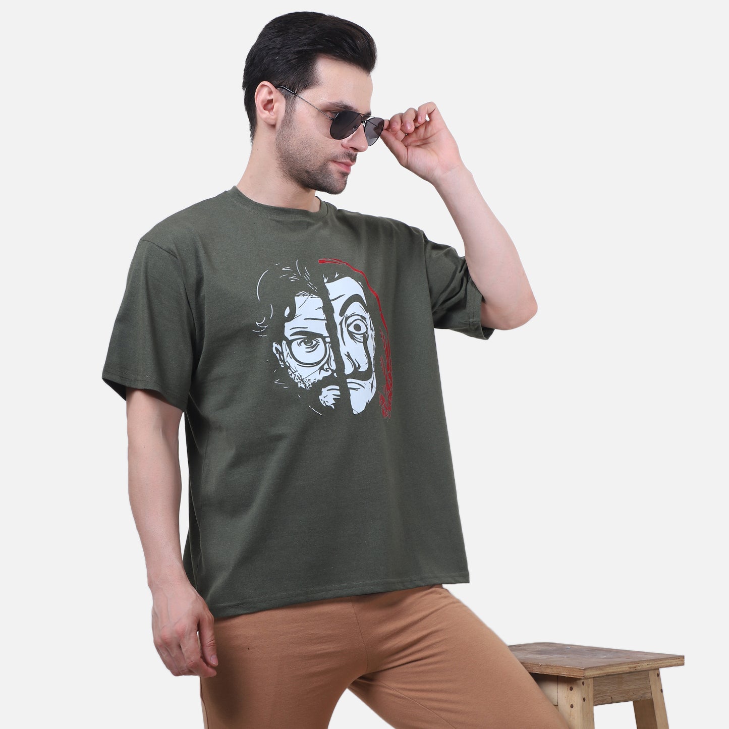 Money Heist Graphic Half Face Printed T-Shirt