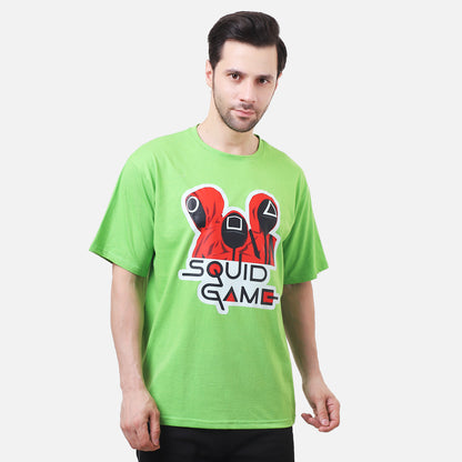 Squid Game Guards Graphic T-Shirt – Neon Green Korean Series Tee for Men