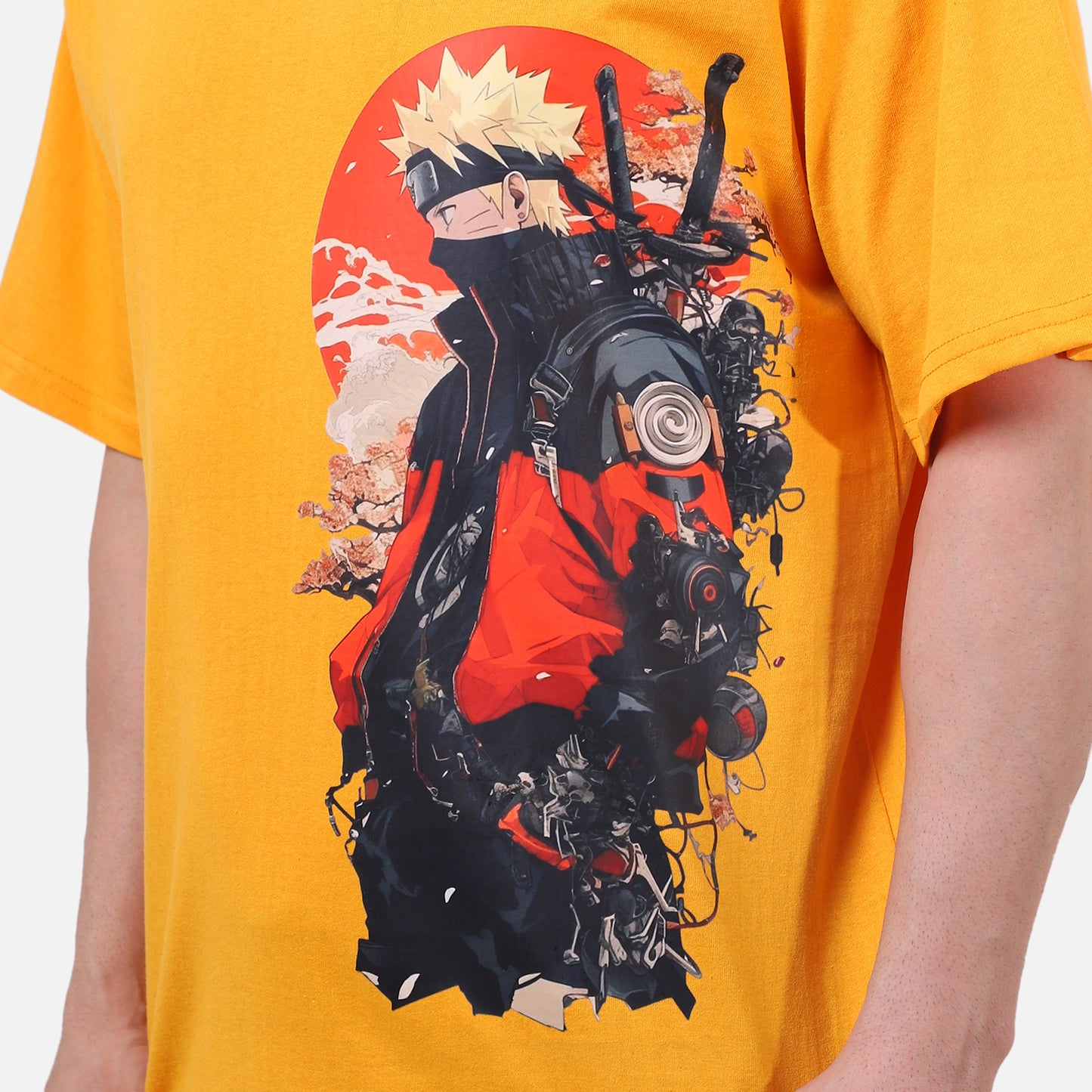 Naruto Oversized T-Shirt Yellow Anime Graphic Tee for Men