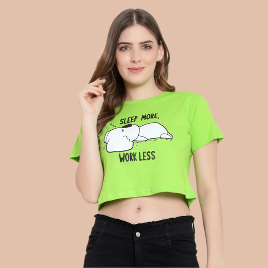 Neon Crop Top for Women – Half Sleeves Cotton Tee | 50% Off at Hokum