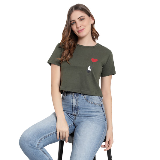 Women's Printed Crop Top | 100% Pure Cotton T-Shirt | Trendy & Stylish Short Tee