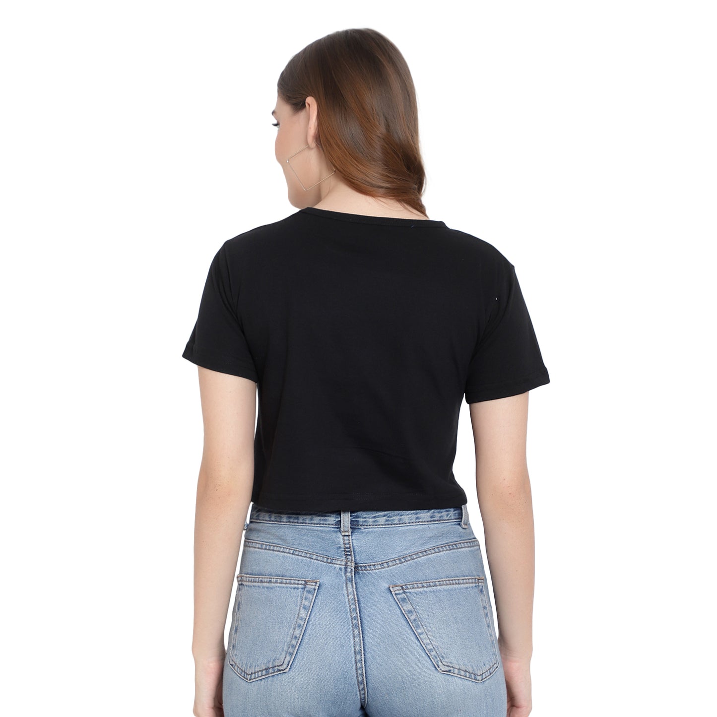 Women’s Pure Cotton Printed Crop Top – Black