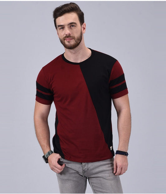 Men's Maroon Half Sleeves Cotton T-Shirt – Modern & Trendy