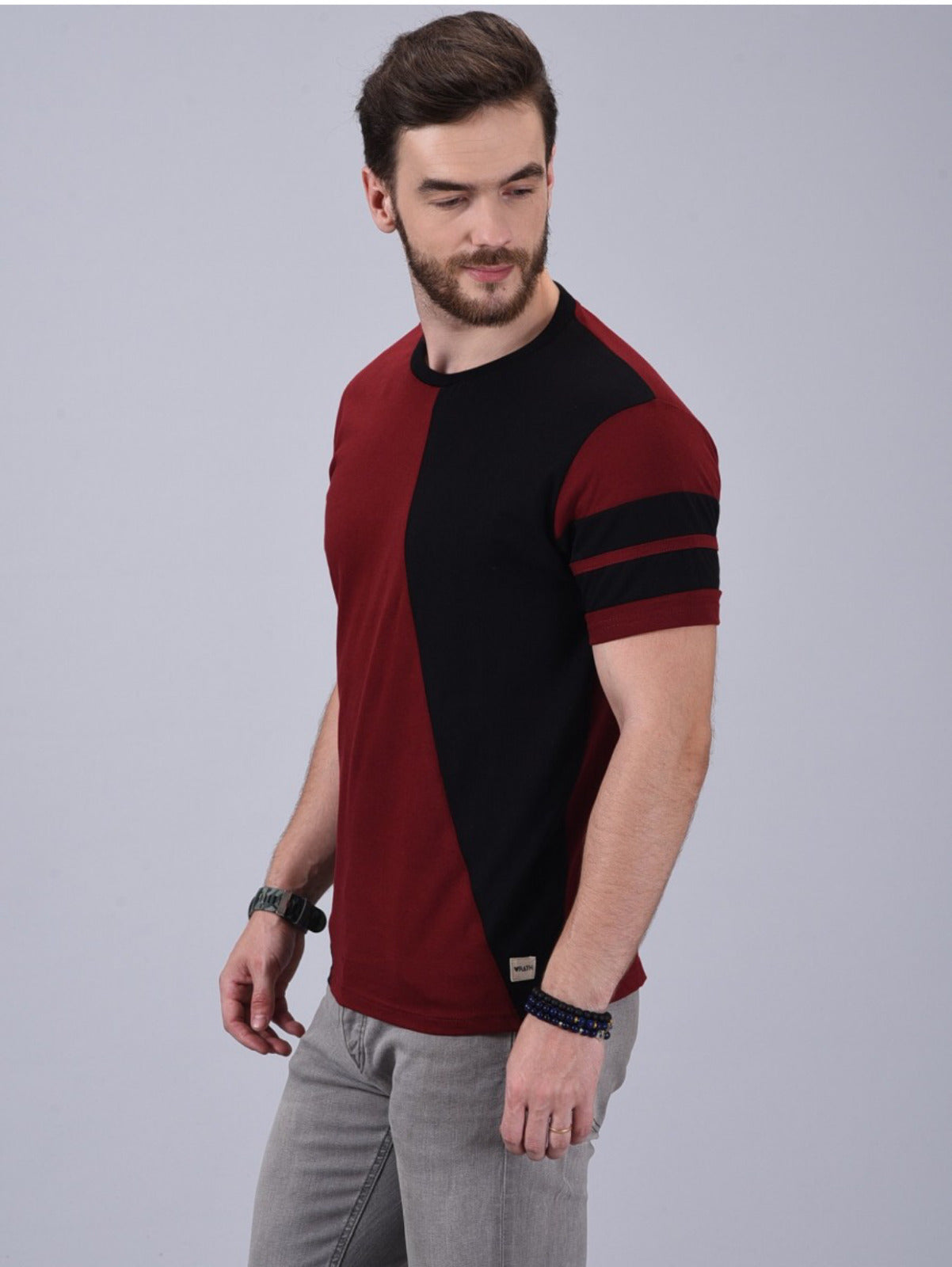 Men's Maroon Half Sleeves Cotton T-Shirt – Modern & Trendy