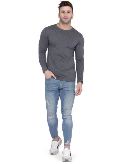 Men Crew Neck Cotton Blend Full Sleeves Regular Fit T-Shirt
