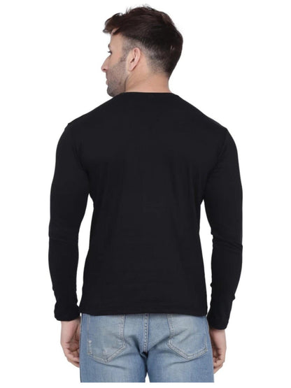 Men's Black Full Sleeves T-Shirt – Pure Cotton Casual Tee