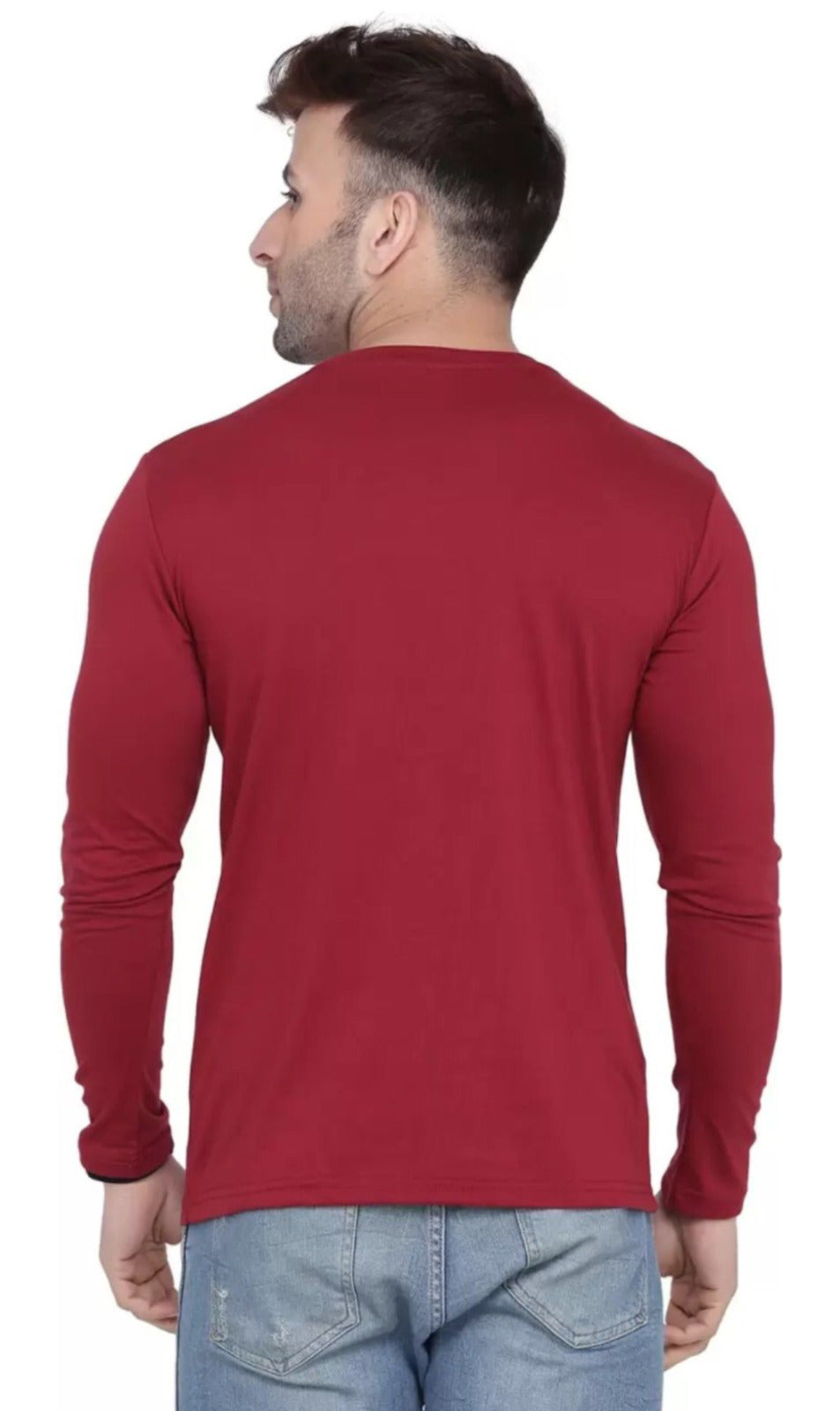 Men's Maroon Full Sleeves T-Shirt – Pure Cotton Casual Wear