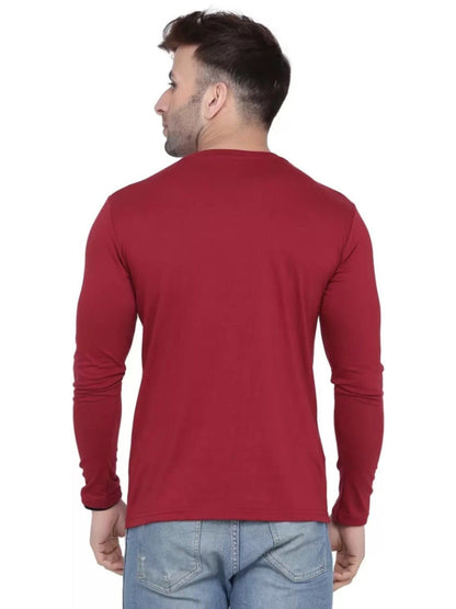 Men's Maroon Full Sleeves T-Shirt – Pure Cotton Casual Wear