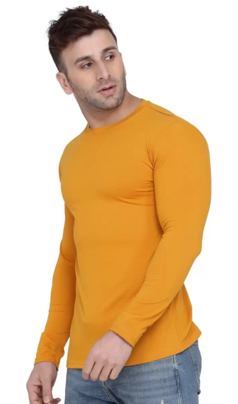 Men's Yellow Full Sleeves T-Shirt – Pure Cotton Casual Wear