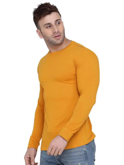 Men's Yellow Full Sleeves T-Shirt – Pure Cotton Casual Wear