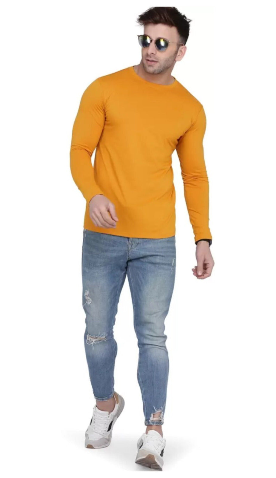 Men's Yellow Full Sleeves T-Shirt – Pure Cotton Casual Wear