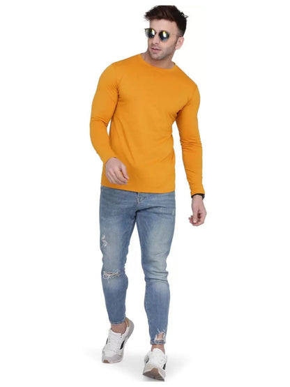 Men's Yellow Full Sleeves T-Shirt – Pure Cotton Casual Wear