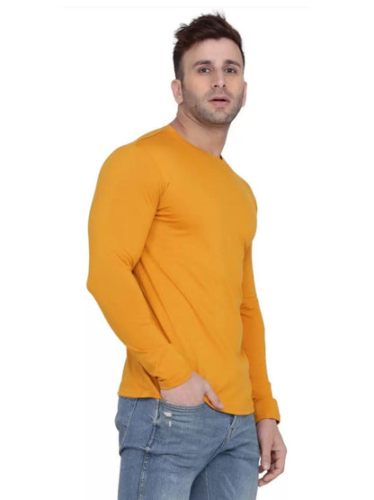 Men's Yellow Full Sleeves T-Shirt – Pure Cotton Casual Wear