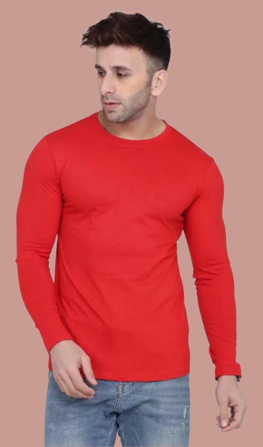 Men's Red Full Sleeves T-Shirt – Pure Cotton Casual Wear