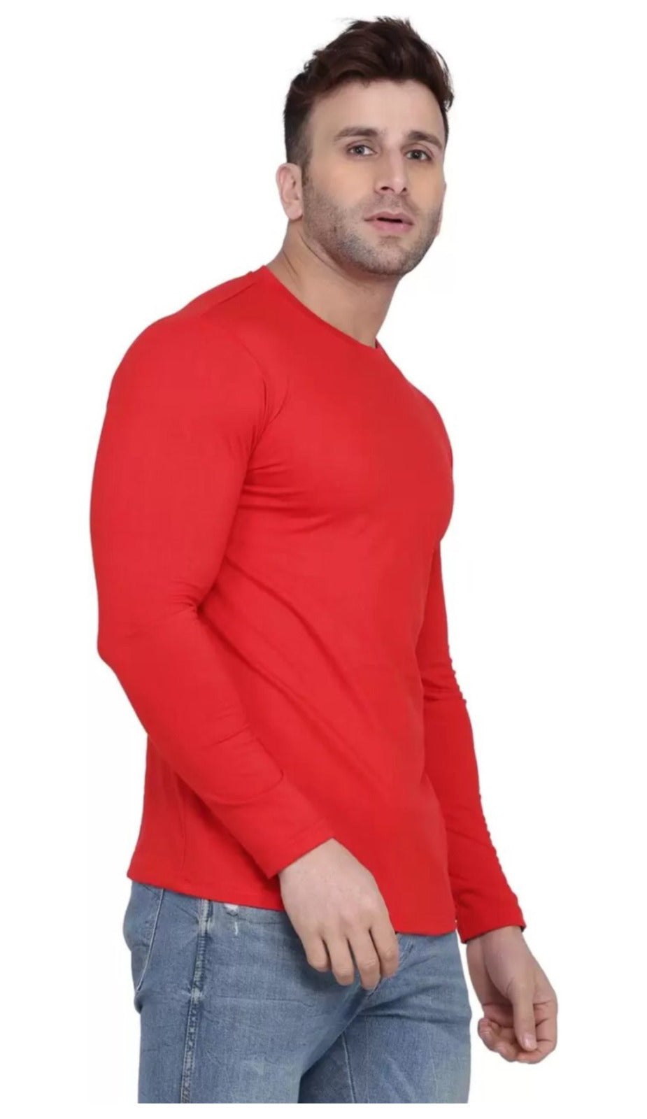 Men's Red Full Sleeves T-Shirt – Pure Cotton Casual Wear