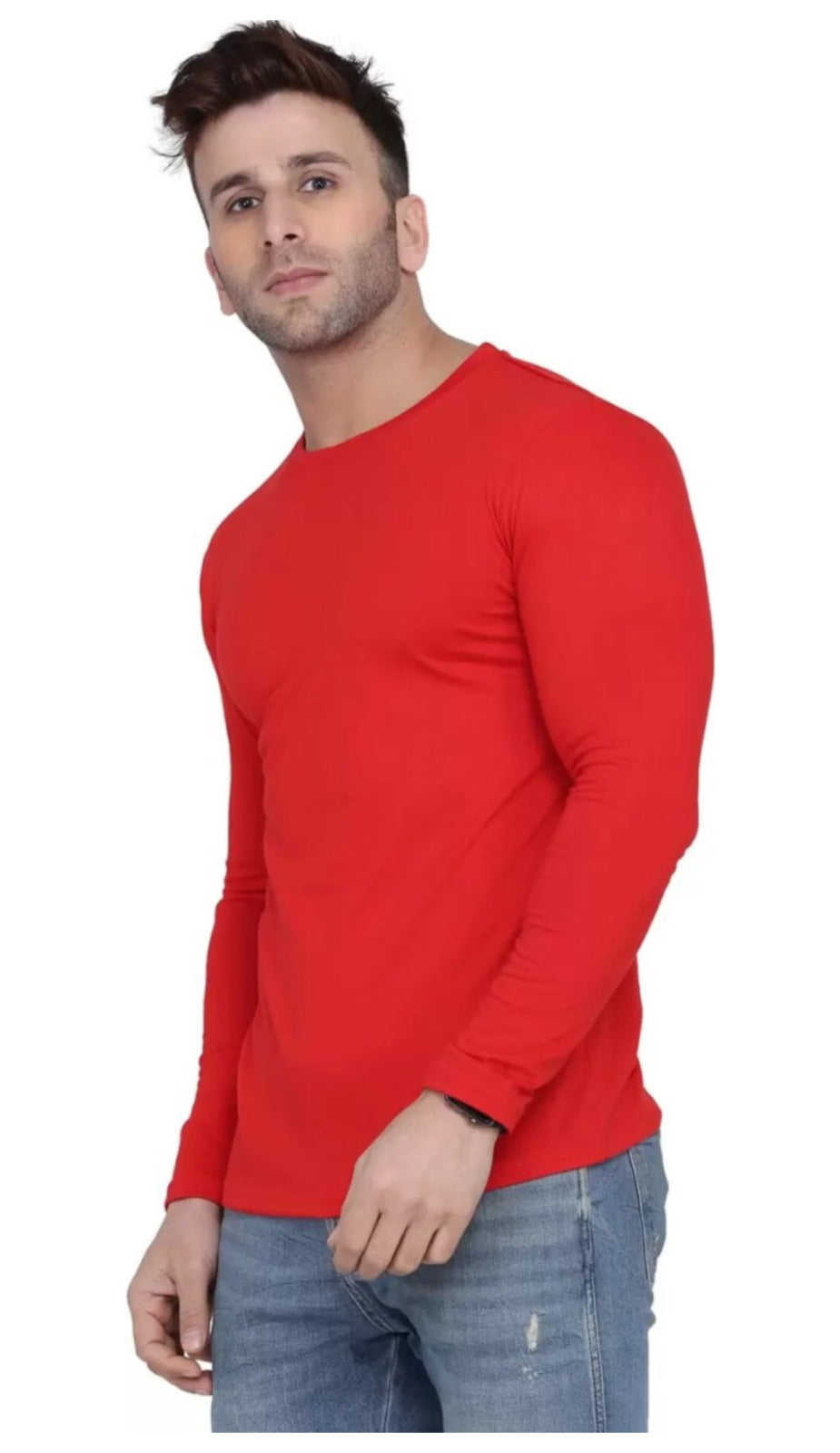 Men's Red Full Sleeves T-Shirt – Pure Cotton Casual Wear