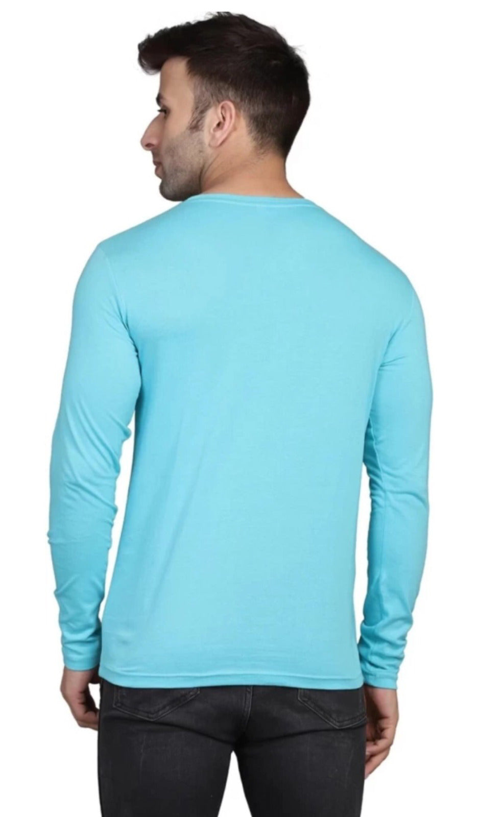 Men's Sky Blue Full Sleeves T-Shirt – Pure Cotton Casual Wear