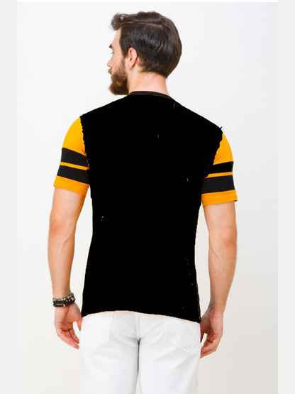 Men's Yellow Half Sleeves T-Shirt – Pure Cotton Casual Tee