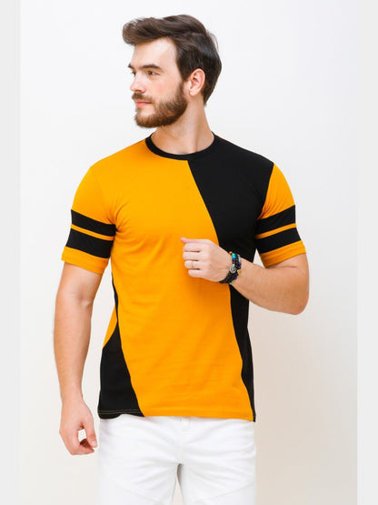 Men's Yellow Half Sleeves T-Shirt – Pure Cotton Casual Tee