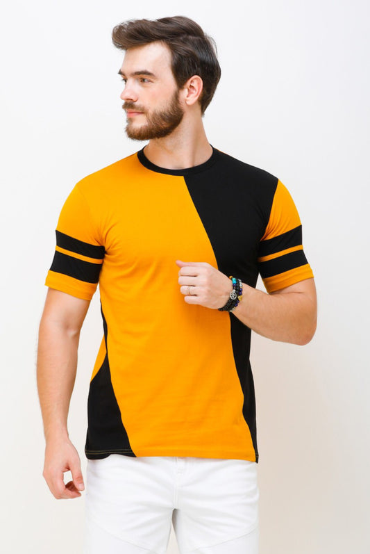Men's Yellow Half Sleeves T-Shirt – Pure Cotton Casual Tee
